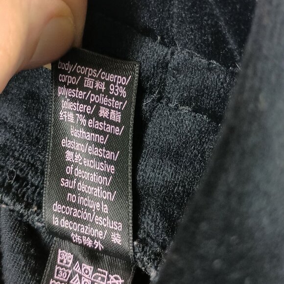 Victorias Secret Velour Jogger Pants Womens M Black Y2K Loungewear High Rise - Picture 6 of 8